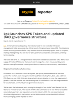 kpk launches KPK Token and updated DAO governance structure