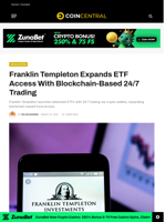 Franklin Templeton Expands ETF Access With Blockchain-Based 24/7 Trading
