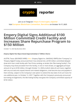 Empery Digital Signs Additional $100 Million Committed Credit Facility and Increases Share Repurchase Program to $150 Million