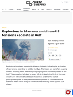 Explosions in Manama amid Iran-US tensions escalate in Gulf