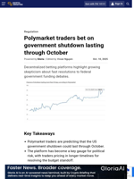 Polymarket traders bet on government shutdown lasting through October
