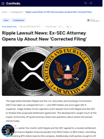 Ripple Lawsuit News: Ex-SEC Attorney Opens Up About New ‘Corrected Filing’