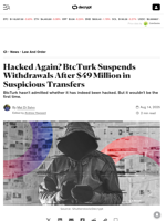 Hacked Again? BtcTurk Suspends Withdrawals After $49 Million in Suspicious Transfers - Decrypt
