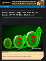 Analyst Predicts Pepe Coin Price As ETH Breaks $3,600- All Time High Soon?