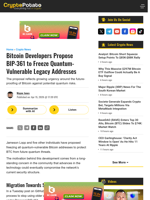 Bitcoin Developers Propose BIP-361 to Freeze Quantum-Vulnerable Legacy Addresses