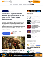 Coinbase Disputes White House Hostility Claims, Calls Crypto Bill Talks 'Super Constructive' – Regulation Bitcoin News