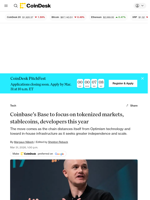 Coinbase’s Base unveils strategy to focus on tokenized markets, stablecoins and developers