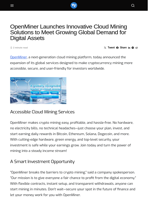 OpenMiner Launches Innovative Cloud Mining Solutions to Meet Growing Global Demand for Digital Assets - Visionary Financial
