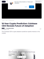 10-Year Crypto Prediction: Coinbase CEO Reveals Future of Adoption - U.Today