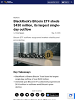 BlackRock's Bitcoin ETF sheds $430 million, its largest single-day outflow