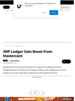 XRP Ledger Gets Boost From Mastercard - U.Today