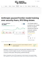 Anthropic paused frontier model training over security fears, IPO filing shows