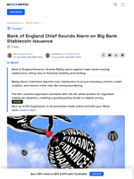 BoE's Bailey Slams Stablecoins as a Threat to Financial Stability