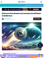 Ethereum Price Breaks Out: Smashes $3,400 Mark in Bullish Run