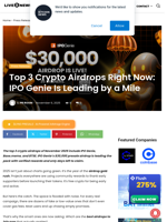 Top 3 Crypto Airdrops Right Now: IPO Genie Is Leading by a Mile | Live Bitcoin News