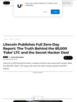Litecoin Publishes Full Zero-Day Report: The Truth Behind the 85,000 'Fake' LTC and the Secret Hacker Deal - U.Today