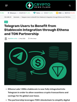 Telegram Users to Benefit from Stablecoin Integration through Ethena and TON Partnership - Crypto News Flash