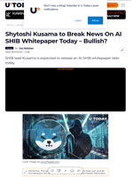 Shytoshi Kusama to Break News On AI SHIB Whitepaper Today – Bullish?