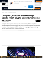 Google's Quantum Breakthrough Sparks Fresh Crypto Security Concerns - U.Today