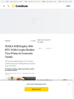 Bitcoin Miner MARA Will Deploy $55M Worth of BTC With Crypto Broker Two Prime for Generating Yields  