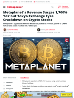 Metaplanet Soars 1,700% as Tokyo Eyes Crypto Stocks
