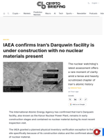 IAEA confirms Iran's Darquwin facility is under construction with no nuclear materials present