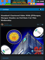 Standard Chartered Sides With JPMorgan, Morgan Stanley on Fed Rate Cut This Wednesday