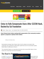 Cetus to Fully Compensate Users After $223M Hack, Backed by Sui Foundation