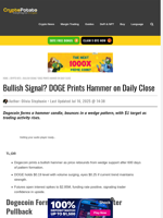 Bullish Signal? DOGE Prints Hammer on Daily Close