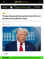 Trump demands fast action from DOJ on probes into political rivals