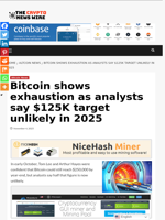 Bitcoin shows exhaustion as analysts say $125K target unlikely in 2025 - The Crypto News Wire