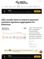 a16z unveils Aerie to improve quantum resistant signature aggregation for Ethereum