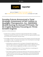 Faraday Future Announced a Total Strategic Investment of $41 million in Qualigen Therapeutics, Inc. (NASDAQ: QLGN) During its Annual 919 Event, for its Crypto Business Focusing on Three Growth Engines
