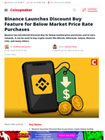 Binance Unveils Discount Buy Option for Market Dips