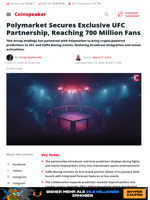 Polymarket Secures Exclusive UFC Partnership, Reaching 700 Million Fans - Coinspeaker