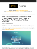 BNB News: Sparkvia AI Opens SPARK ($SPK) Token sale on BNB Chain to Power Pay-Per-Prompt AI Writing Platform