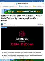 GEMtrust Unveils GEM DiCom Token – A New Digital Commodity Leveraging Real-World Assets 