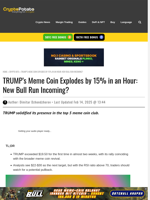 TRUMP's Meme Coin Explodes by 15% in an Hour: New Bull Run Incoming?