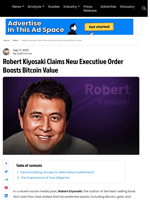 Robert Kiyosaki Claims New Executive Order Boosts Bitcoin Value
