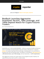 BexBack Launches Aggressive Incentives: No KYC, 100x Leverage, and 100% Deposit Match for Crypto Futures Traders