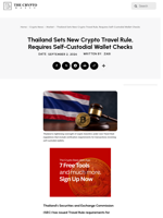 Thailand Sets New Crypto Travel Rule, Requires Self-Custodial Wallet Checks