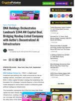 DNA Holdings Orchestrates Landmark $344.4M Capital Deal, Bridging Nasdaq-Listed Company with Aethir’s Decentralized AI Infrastructure
