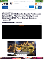 Shiba Inu (SHIB) Breaks Crucial Resistance, Solana (SOL) Plummeting Finally Stops, Ethereum (ETH) Price Grows, Damage Negated?