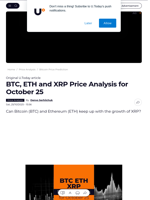 BTC, ETH and XRP Price Analysis for October 25 - U.Today