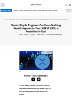 Senior Ripple Engineer Confirms Nothing Would Happen to Your XRP if XRPL is Rewritten in Rust