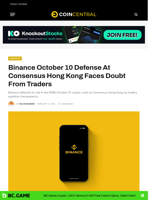 Binance October 10 Defense At Consensus Hong Kong Faces Doubt From Traders