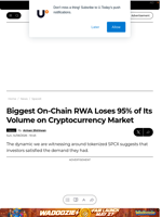 Biggest On-Chain RWA Loses 95% of Its Volume on Cryptocurrency Market - U.Today