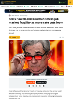 Powell Flags Unemployment Risks as Futures Markets Expect More Rate Cuts