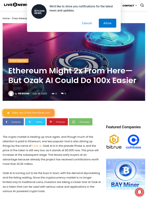 Ethereum Might 2x From Here—But Ozak AI Could Do 100x Easier | Live Bitcoin News