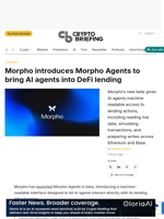 Morpho introduces Morpho Agents to bring AI agents into DeFi lending